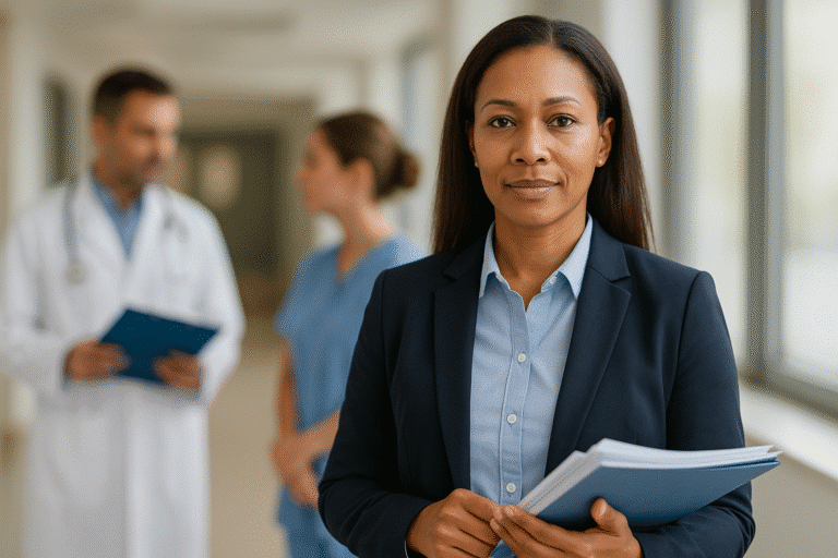 Healthcare professional considering career growth vs career comfort in healthcare